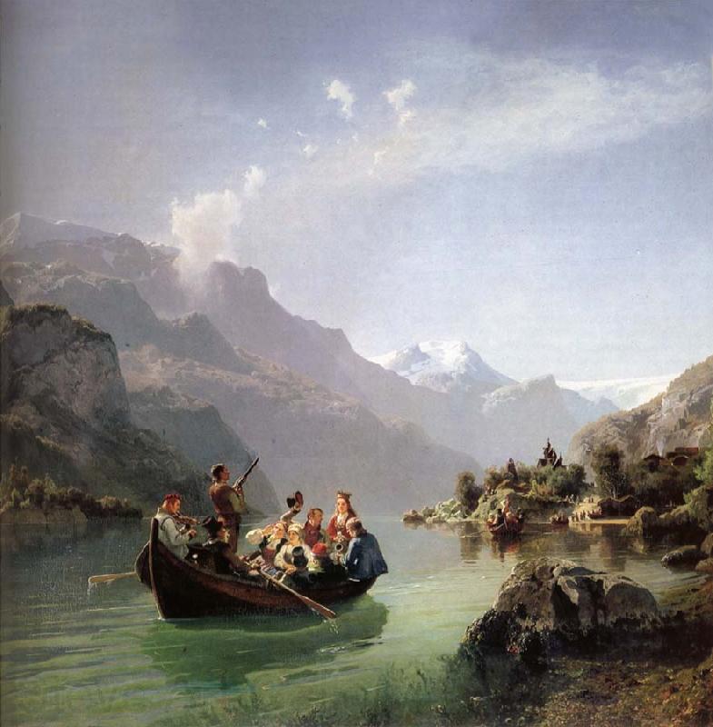 Hans Gude Brudfarden i Hardanger France oil painting art